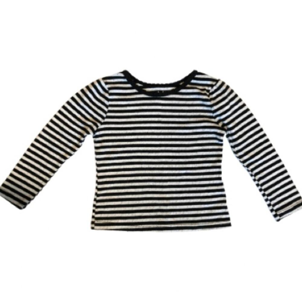 ❤️5/$25 SALE Garanimals Eyelet Black White Striped Scalloped Edge Tee Shirt Top